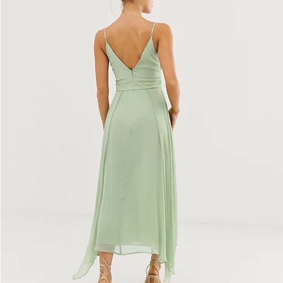 ASOS DESIGN cami midi dress with soft layered skirt and ruched bodice - Picture 3 of 7